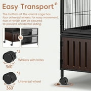 HABUTWAY 60H Metal Large Ferret Cage, Rolling Chinchilla Cage, Critter Nation Cage, Indoor Wooden Pet Crate Furniture