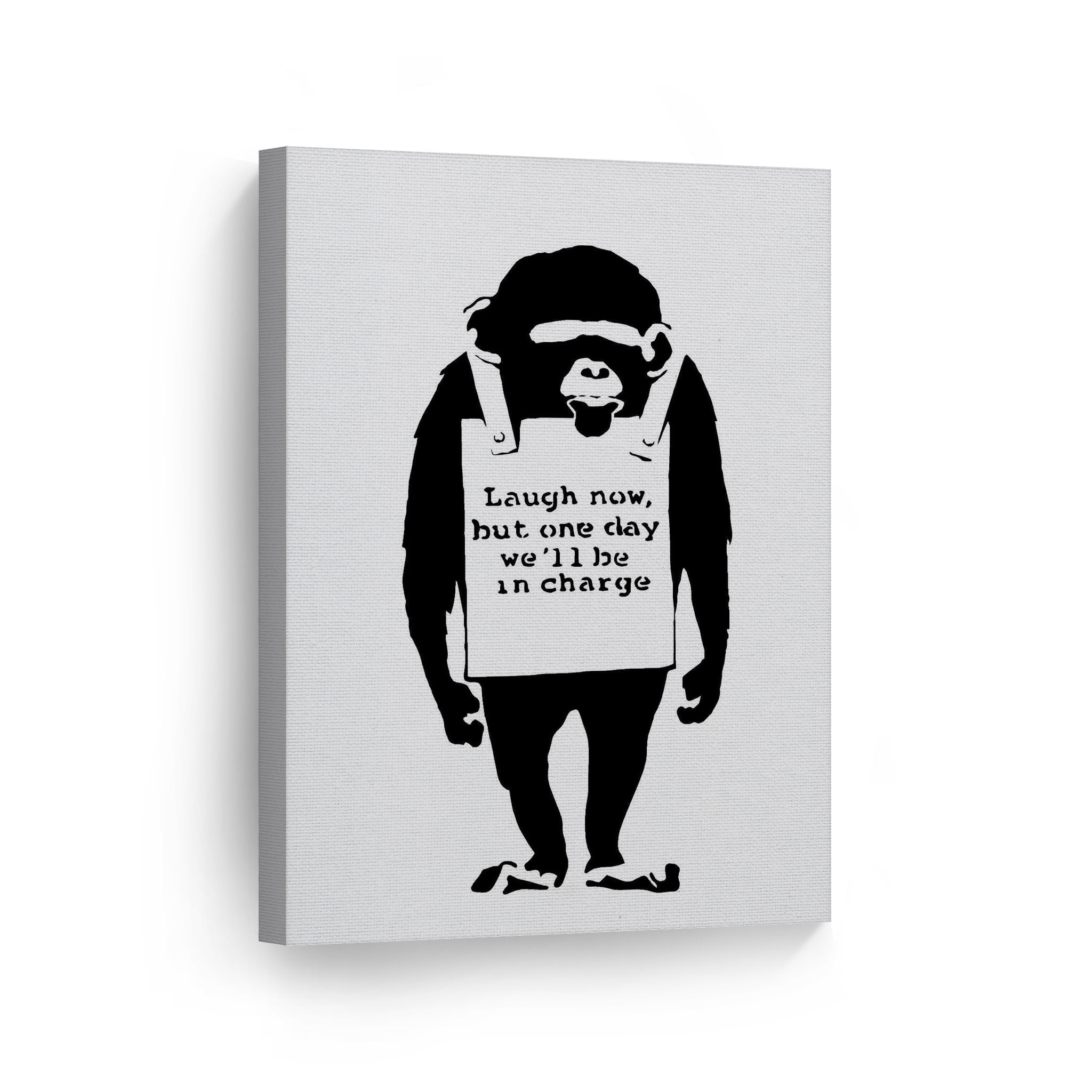 Smile Art Design Banksy Canvas Wall Art Print Black And White Laugh Now Monkey Street Art Painting Los Angeles Mural Graffiti Modern Artwork Living Room Bedroom Bathroom Decor 40x30 Walmart Com