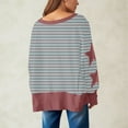 thumbnail image 3 of Hanen Long Sleeve Womens Tops Casual Fashion Women's Fall Stripe Star Long Sleeved Side Slit Pullover Sweatshirt Round Neck Loose Top Athletic Sweatshirts for Women, 3 of 5