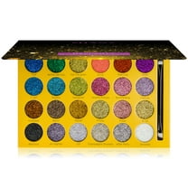 SHANY RSVParty Makeup Glitter Eyeshadow Palette - 24 Long-Lasting Pressed Glitter Pigments for Face and Body - Ultra Pigmented Glitter Makeup set with a Makeup Brush. Full Size Eyeshadow Pan.