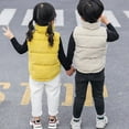 thumbnail image 5 of Toddler Boys Girls Sleeveless Collar Down Vest Fall Winter Solid Color Button Stripe Jacket, 5 of 8