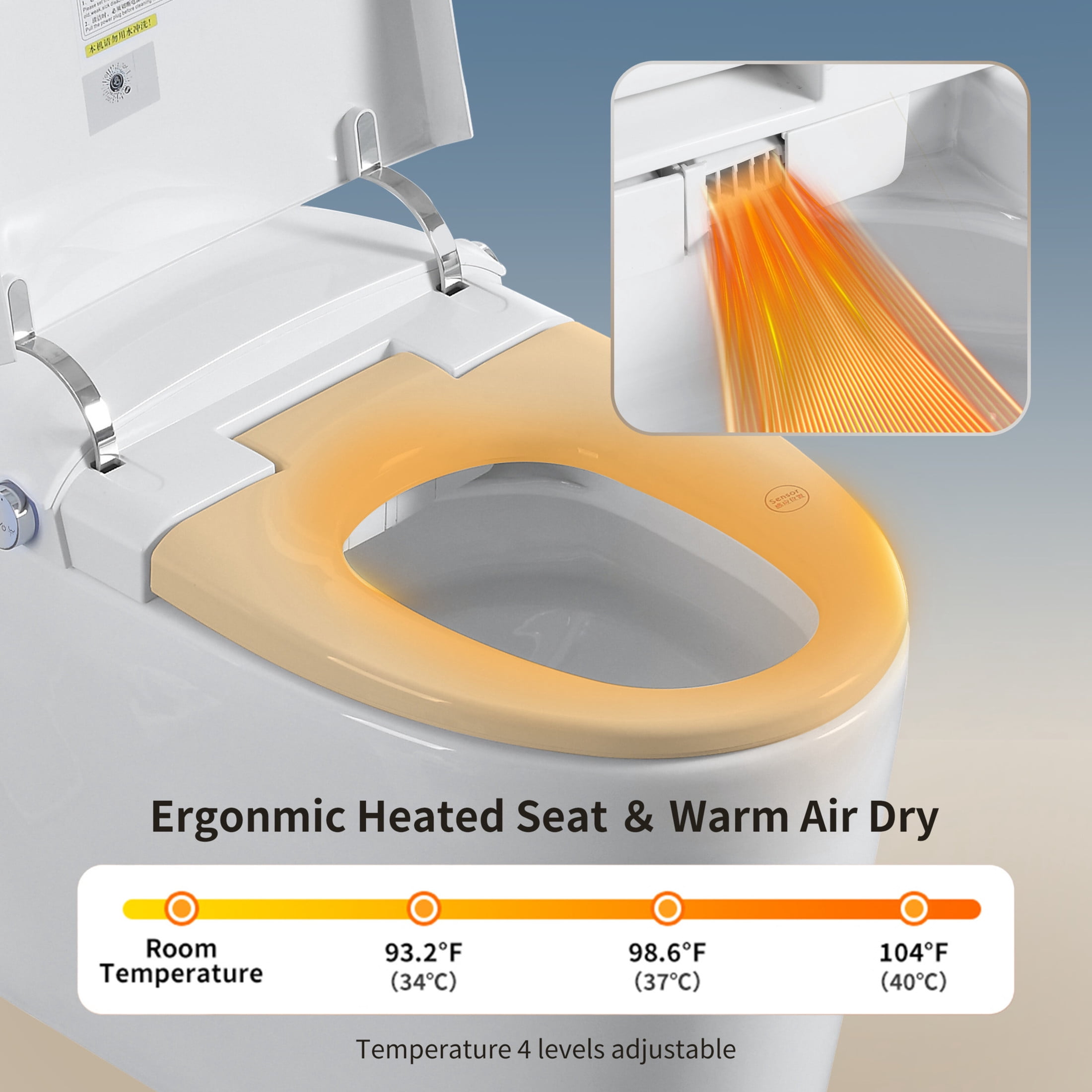 Noble House One-Piece Tankless Smart Toilet with Bidet, Automatic Flush and Heated Seat & Warm Air Dryer, White