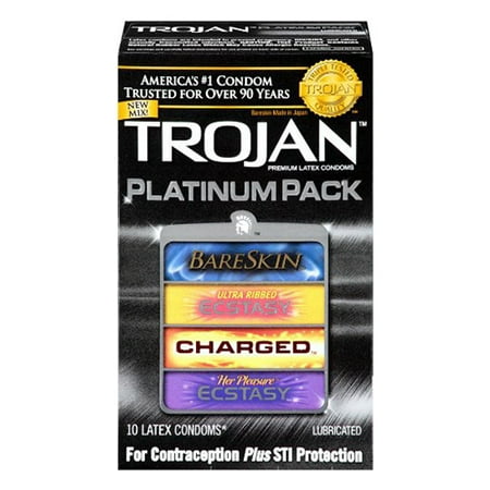 Smart Parts Barrel Condom - Trojan Platinum Pack Latex Condoms -10 Ea