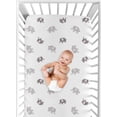 thumbnail image 3 of Sweet Jojo Designs Boho Elephant Grey White Fitted Crib Sheet, 3 of 6