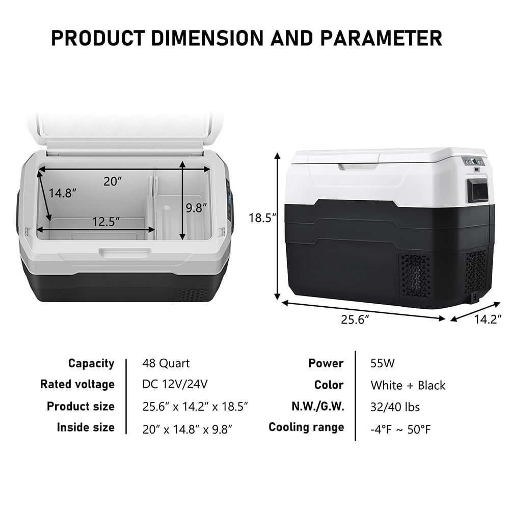 Private Jungle Automotive Refrigerators, Portable Freezer Cooler, Car Fridge with 12/24V DC and 110-240V AC, Travel Refrigerator for Vehicles, Car, Truck
