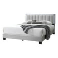 thumbnail image 1 of Pemberly Row Queen Size Bed LED Headboard Tufted Light Gray Wool Upholstery, 1 of 11