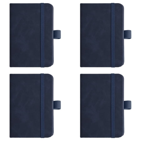 Mini Leather Pocket Notebook Small Hardcover Notebook with Pen Loop 100 Sheets Hardcover Mini Notepad Tiny Lined Journal for Office Home Writing Supply 4 Pcs 4.33x3.14