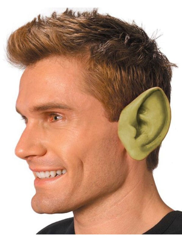 Elf Costume Green Pointy Rubber Ears Gremlin LOTR Gnome Easy to Wear Pointed Ear 