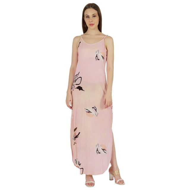 Inkmeso Robe d'Été Aguichant Imprimée pour Femmes à Bretelles Spaghetti, Robe Maxi Décontractée de Plage et de Villégiature