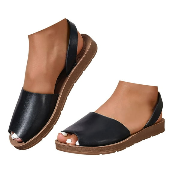 IUJSOY Flat Sandals for Women Peep Toe Soft Sole Flats Shoes Comfort Slingback Casual Beach Shoes