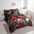 thumbnail image 3 of Manfei Red Cardinals Rose 7 Pieces Bedding Comforter Set,Romantic Flower Floral Full Bedding Set,Merry Xmas Fitted Sheet Flat Sheet For Child,Ultra Soft Home Decor Reversible, 3 of 8