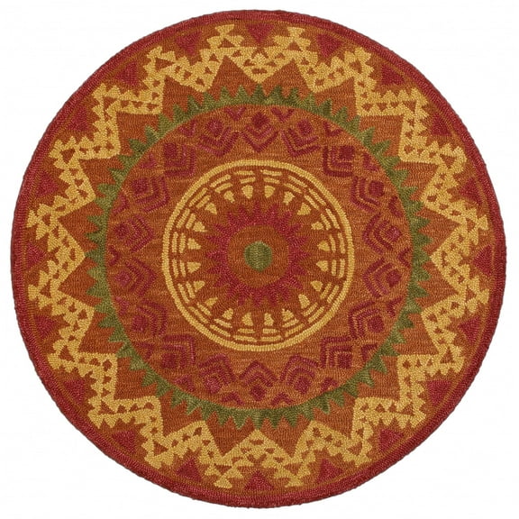 4â€™ Round Orange Decorative Area Rug