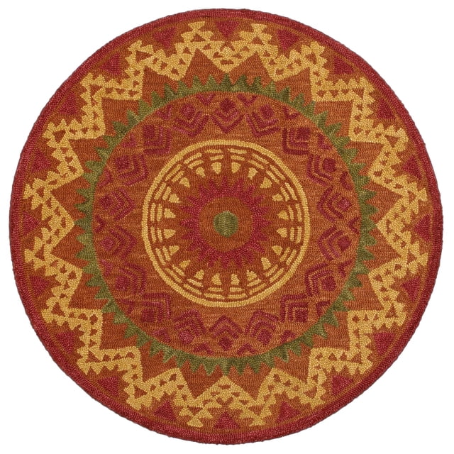 homeroots home decor 393643 4’ Round Orange Decorative Area Rug