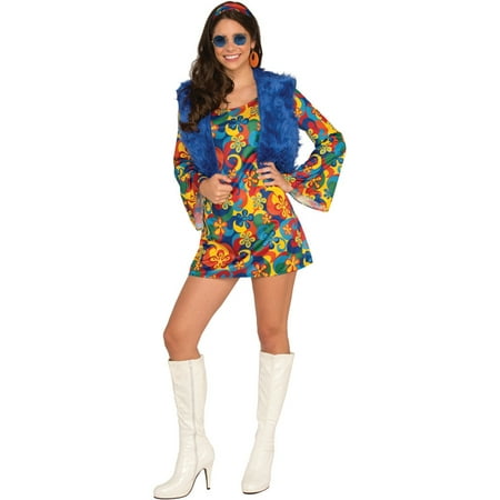 Women's Color Pop Far Out Flower Power Hippie Dress Costume