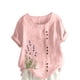 thumbnail image 1 of Vestidos Casuales Para Mujer, Blusas De Mujer De Moda Blusa informal de lino con cuello redondo y manga corta con botones para mujer, talla grande, estampada, 1 of 3
