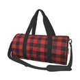 thumbnail image 1 of Easygdp Red Black Plaid Bolsa de Viaje, Bolsa de Mano, Bolsa de Gimnasio, Bolsa de Equipaje para Viaje, 1 of 6