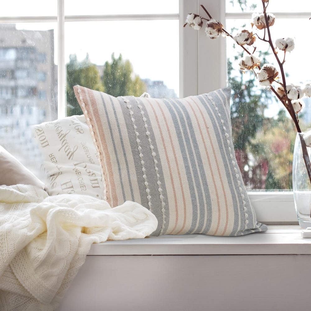 Ox Bay 20" x 20" Hand-Woven Gray/ White Stripe Resistant Polyester Pillow Cover