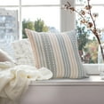 thumbnail image 3 of Ox Bay 20" x 20" Hand-Woven Gray/ White Stripe Resistant Polyester Pillow Cover, 3 of 9