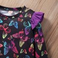 thumbnail image 2 of Toddler Crewneck Sweatshirt Girls Casual Fall Long Sleeve Tops Shirts Black Butterfly Ruffle Pullover 3T(Butterfly-8114), 2 of 5