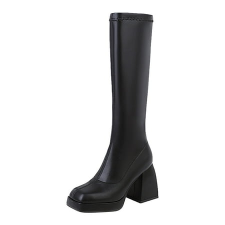 

NECHOLOGY Knee High Boots for Women Flat Ladies Autumn And Winter Fashion Handsome Retro High Thigh Boots for Women Flat Black 8.5