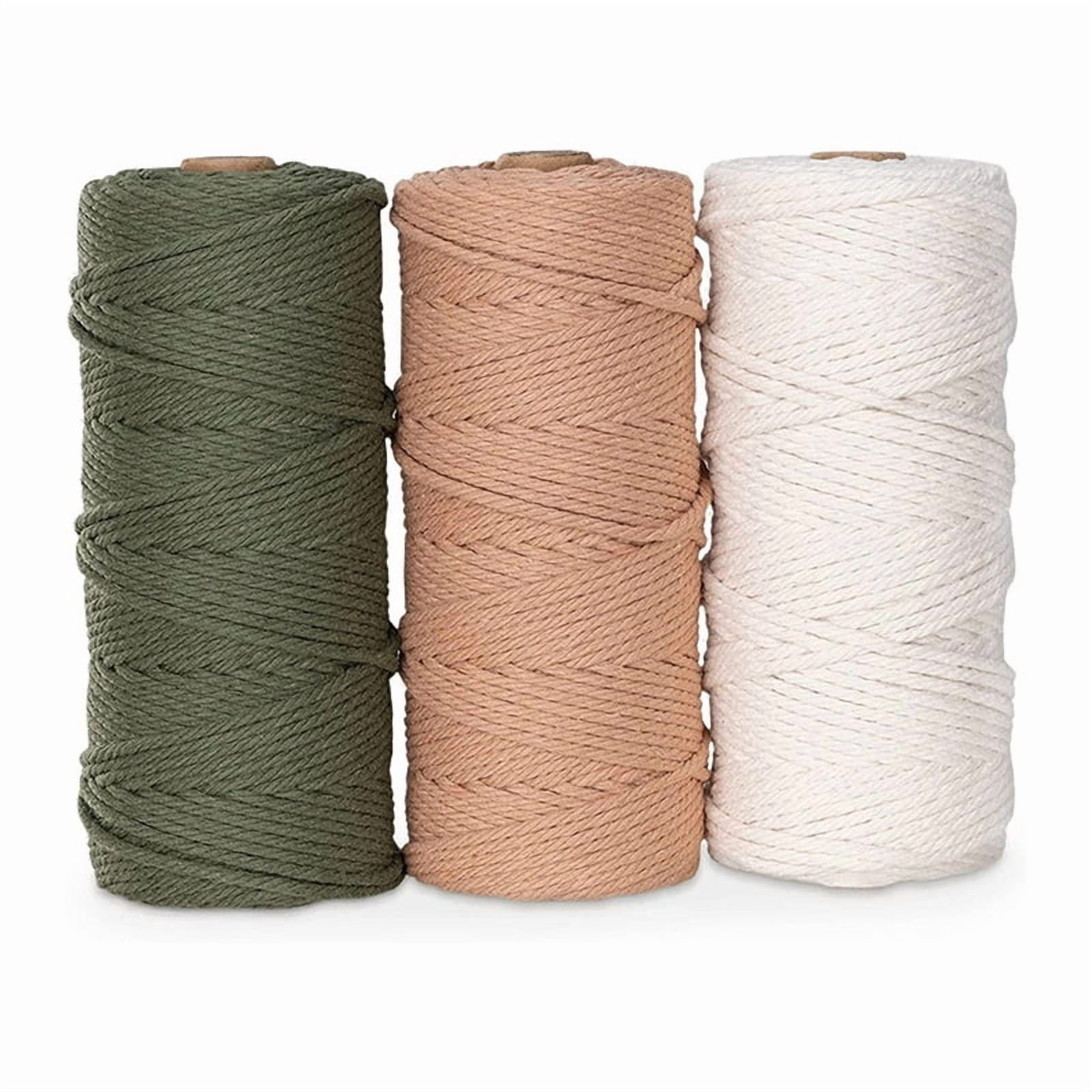 Macrame Yarn Set of 6 - Cotton Cord for DIY Projects Tapestry Dream Catcher - Cotton Cord - White Olive Green Pink
