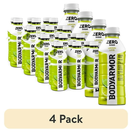 (4 pack) BODYARMOR Zero Sugar Lemon Lime Electrolyte Sports Drink, 20 fl oz, 6 Pack Bottles