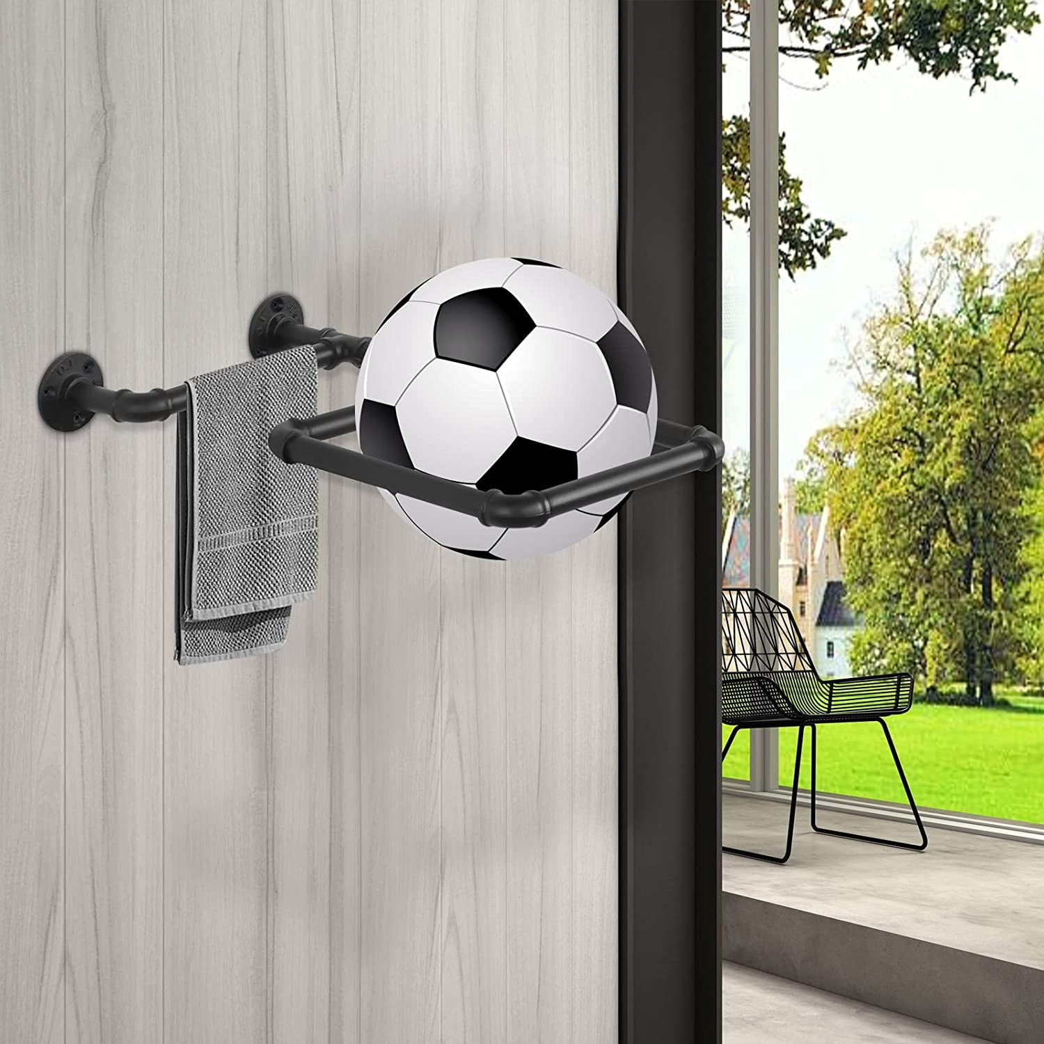 TFCFL Black Metal WallMounted Exercise Ball Rack for Home Gym and