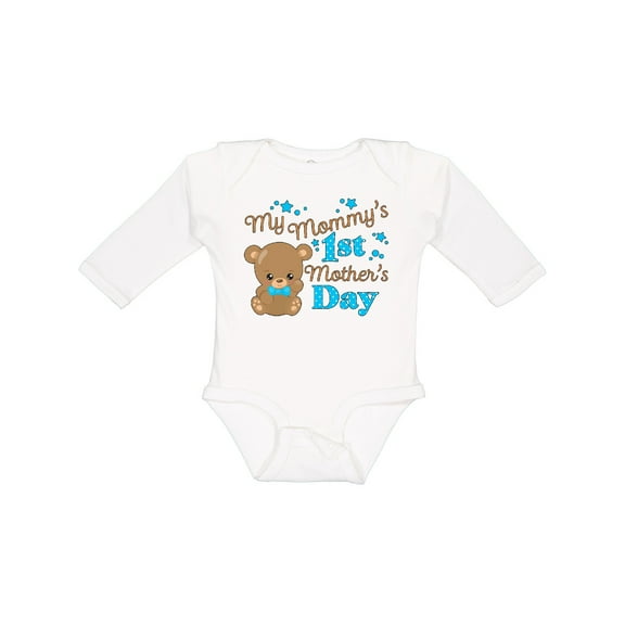 Inktastic Mommys 1st Mothers Day-cute Baby Bear Boys or Girls Long Sleeve Baby Bodysuit
