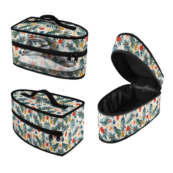 HELLHERO Portable Steam Iron Bag Colorful Snowflake and Green Leaf Pattern Protective Protective Travel Steamer Bag, Bag Only