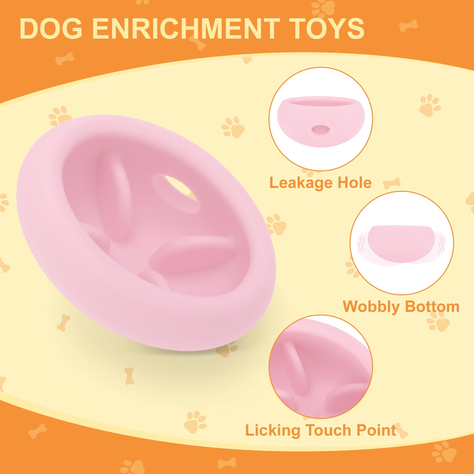 Unique Bargains Dog Enrichment Toys Durable Silicone Interactive Engagement Slow Feeder Dog Bowls Pink