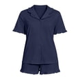 thumbnail image 3 of yillto Pajamas Set for Womens Button down Short Sleeve Tops and Shorts Cute Ruffled Pjs Sets Sleepwear, 3 of 5