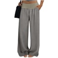 thumbnail image 6 of MYAOYI Women Pants no boundarie High Waist Linen Palazzo Pant Loose Fit Elastic Waist Trousers, 6 of 6