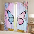 thumbnail image 2 of Feelyou Blue Pink Butterfly Blackout Curtains Set of 2 (52x84 Each), Dreamy Cartoon Animal Window Curtains, Romantic Rose Flower Curtains and Drapes, Blackout Curtains Room Decor, 2 of 6