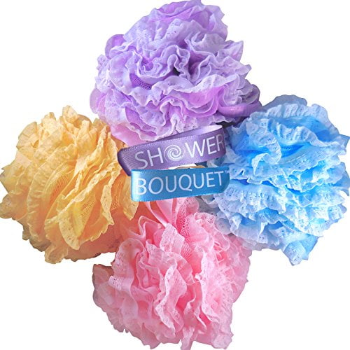 Loofah Bath Sponge Large Lace Set by Shower Bouquet Mesh Pouf Full