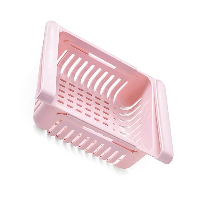Matsuzay Organizador de plástico para refrigerador, cajón multifuncional retráctil con niveles, contenedor, estante para verduras, bandeja, Almacenamiento y organización del hogar Rosa