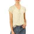 thumbnail image 2 of NOMADIC NOOK Women's 2 Packs V Neck Short Sleeve Ruffled Ditsy Floral Chiffon Blouse, 2 of 6