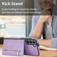 thumbnail image 6 of SaniMore for Samsung Galaxy S23 2023 Back Case with Zipper Card Pokcet Flip Wallet/Kickstand Shock Absorption Anti-fall Retro PU Leather Wear-resistant Shell For Samsung Galaxy S23, Purple, 6 of 9