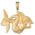 thumbnail image 1 of 14K Yellow Gold Mermaid Pendant - 34 mm, 1 of 2