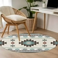 thumbnail image 5 of 4ft Round Rug, Southwest Ethnic Non-Skid Rubber Backing Large Area Rugs - Living Room Bedroom Home Office, Boho Aztec Tribal Abstract Aesthetic Indoor Floor Mat Carpets Washable Rug, 5 of 9