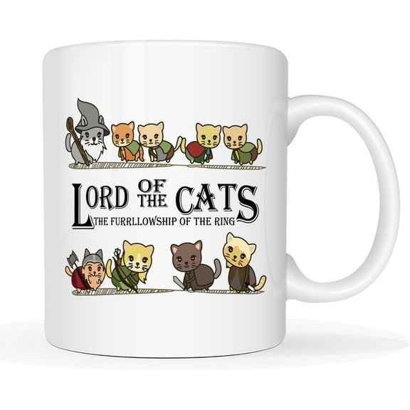 Cat Kittens Funny Cat Lord of The Cats White Ceramic Coffee Cup Novelty Mug 11oz