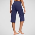 thumbnail image 5 of Petite Capri Shorts for Women Knee Length Stretch Bermuda Casual Long Shorts With Pockets Summer Outdoor Walking Lounge Gym Royal Blue M, 5 of 7