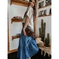 thumbnail image 3 of utcoco Women's High Waist Long Denim Skirt Button-Fly Tiered Ruffle Swing A-Line Jean Maxi Skirt with Pockets, 3 of 5