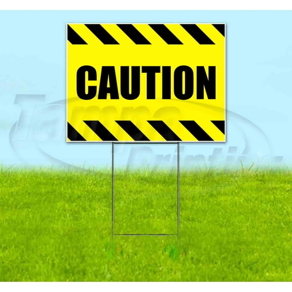 Caution (18" x 24") Yard Sign, Includes Metal Step Stake