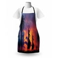 thumbnail image 3 of Spanish Apron, Silhouette of 2 Girls Dancing Flamenco with Dramatic Cloudy Sunset Sky Background, Unisex Kitchen Bib with Adjustable Neck for Cooking Gardening, Adult Size, Multicolor, by Ambesonne, 3 of 4