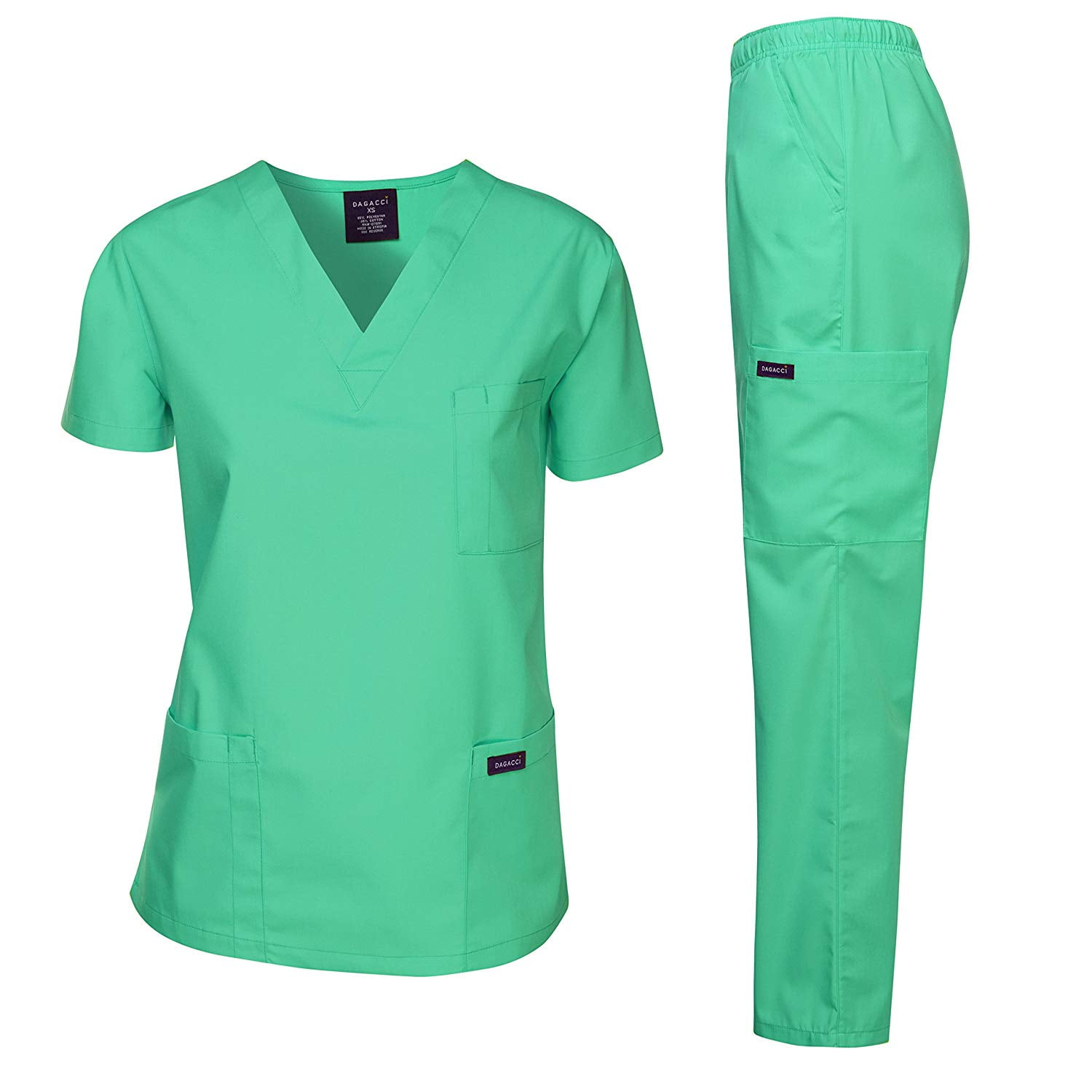 Dagacci Medical Uniform Unisex Scrubs Set Scrub Top and Pants
