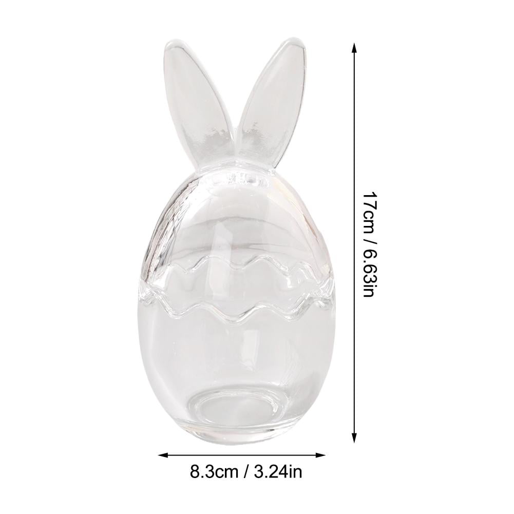 Glass Bunny Candy Jar with Ears & Cracked Egg Lid, 17cm Clear Easter Treat Container for Mini Eggs, Cookies & Candy, Spring Kitchen Decor & Gift (3 Pcs)