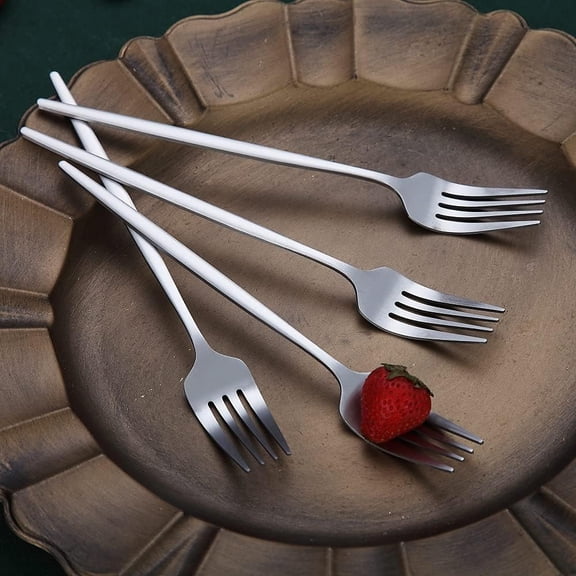 Matt Dinner Forks 6 Piece, Stainless Steel Dessert, Table, Salad Forks - Silverware Set for Home, Kitchen or Restaurant - Dishwasher Safe