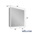 thumbnail image 5 of ANGELES HOME 36" x 32" LED Lighted Bathroom Medicine Cabinet with Mirror, 3X Magnification Makeup Mirror, Vanity Mirror Cabinet w/ Defogger, Dimmable, Memory Function, Outlets & USB, 5 of 17