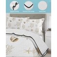 thumbnail image 3 of Quilt King Size Bedding Set, Ocean Beige Coral Reversible Summer Quilt 3 Pieces, Summer Coastal Starfish Conch Nautical Lightweight Bedspreads Coverlets with 2 Pillow Shams for All Seasons, 3 of 5
