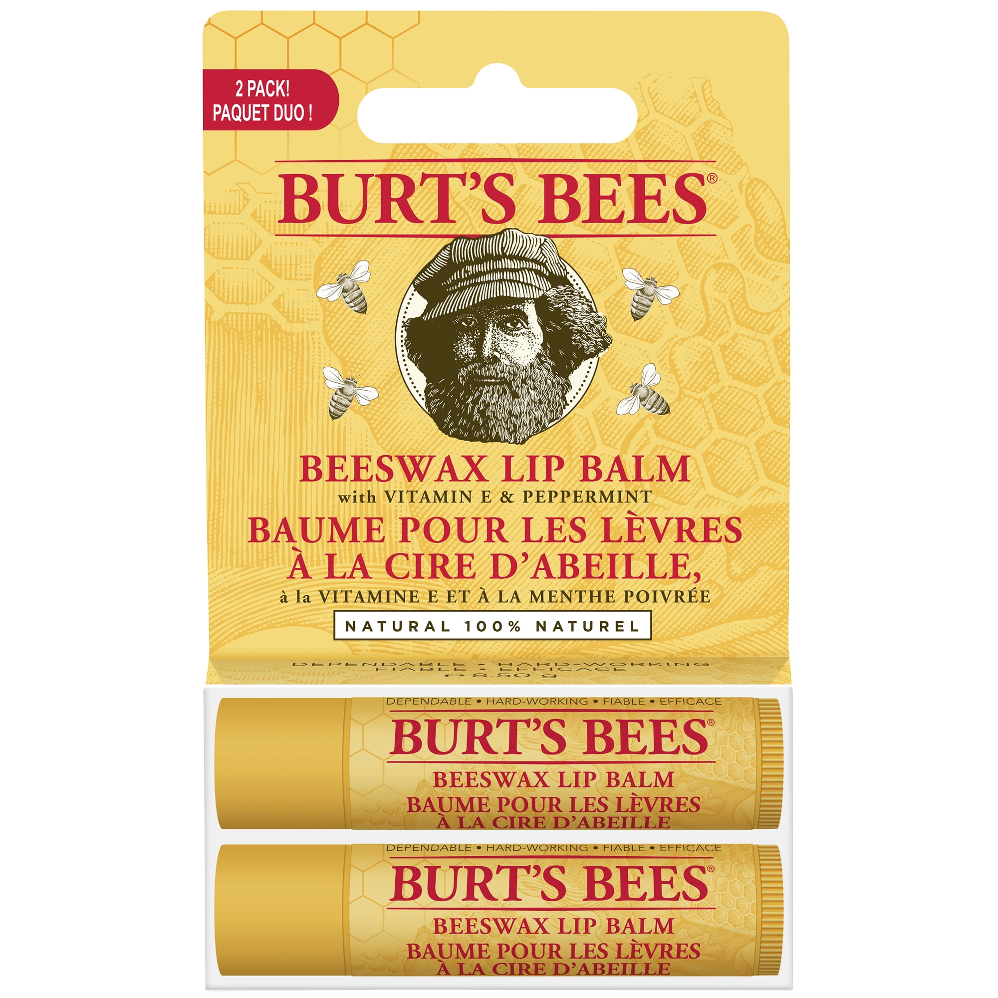 BURT'S BEES Lip Balm Beeswax 2Pk Blister BURT'S BEES Lip Balm Beeswax 2Pk Blister